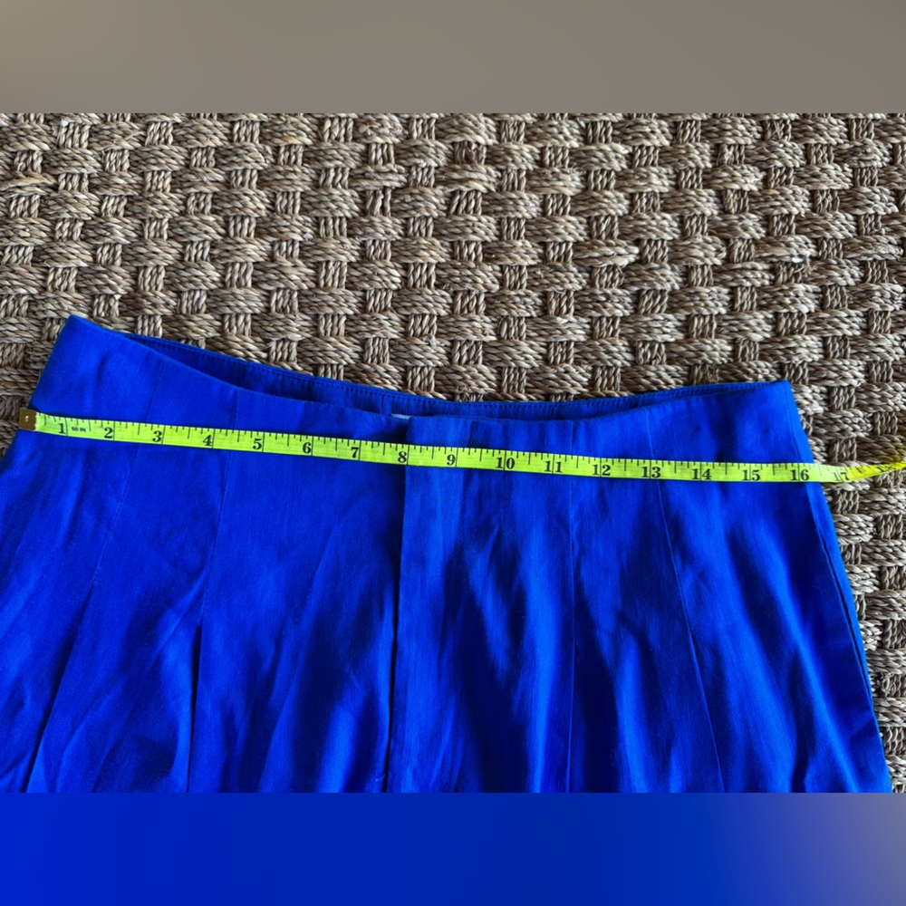 Antonio Melani Téllez Pleated Linen Cobalt Blue Shorts Size 8 - Picture 8 of 11